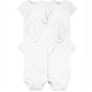 Carters Baby 5-Pack Short-Sleeve Bodysuits - white - 3 month